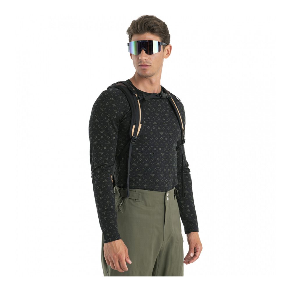Icebreaker 200 OASIS CREWE FIRST SNOW - Sous-couche Homme black/loden/aop