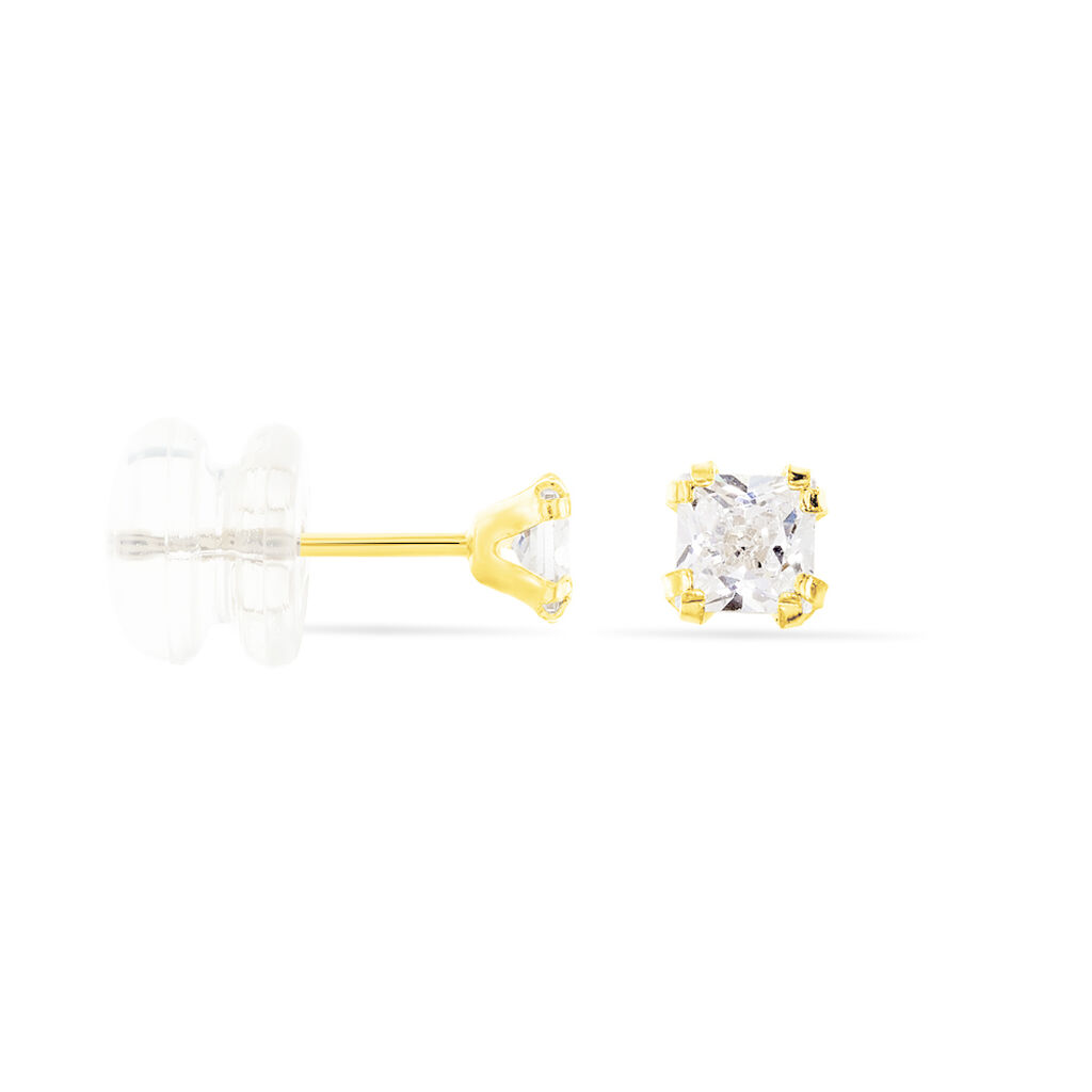 Boucles D'oreilles Puces Doreen Carre Or Jaune Oxyde De Zirconium