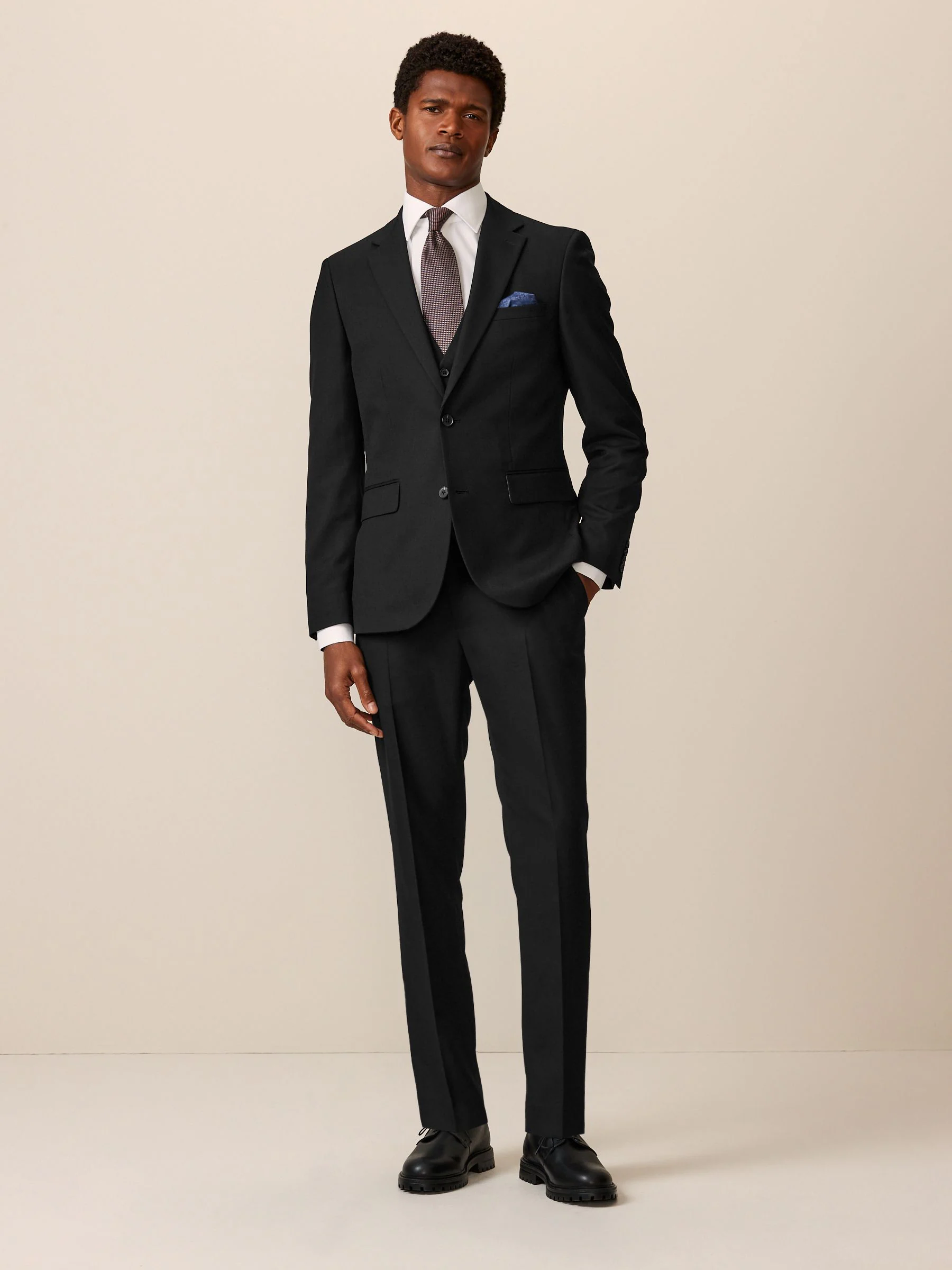 Zwart - Slim Fit - Kostuum met textuur: broek
