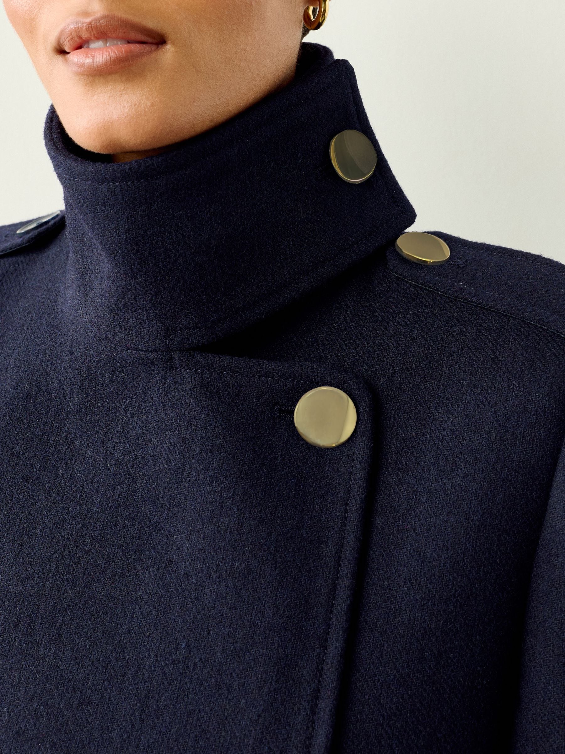 Donkerblauw - Formele jas met colkraag