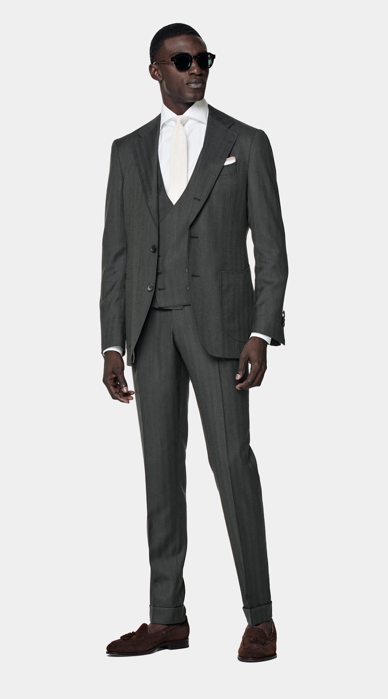 Costume trois pièces Havana coupe Tailored vert foncé