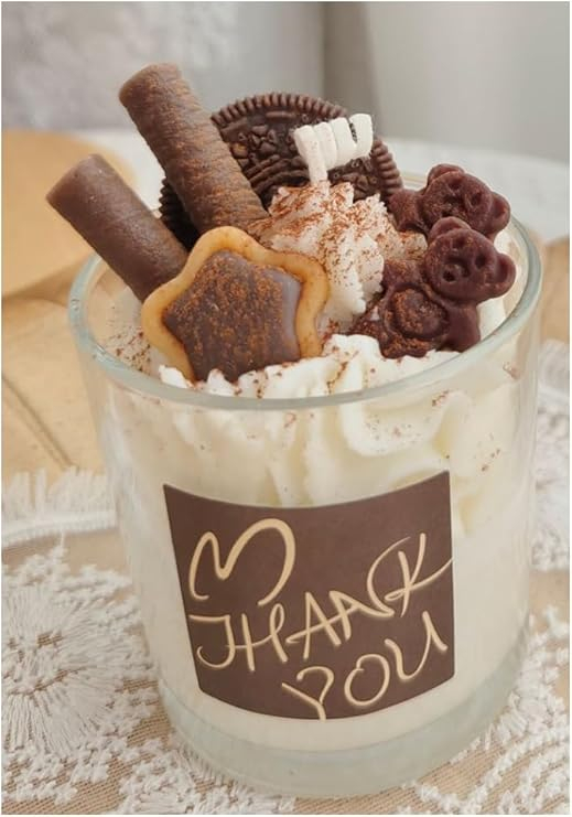 Duft Kerze im Glas Aromatherapie Home Deko Wachs Kerze mit Keks / Waffelrollen - Dessert