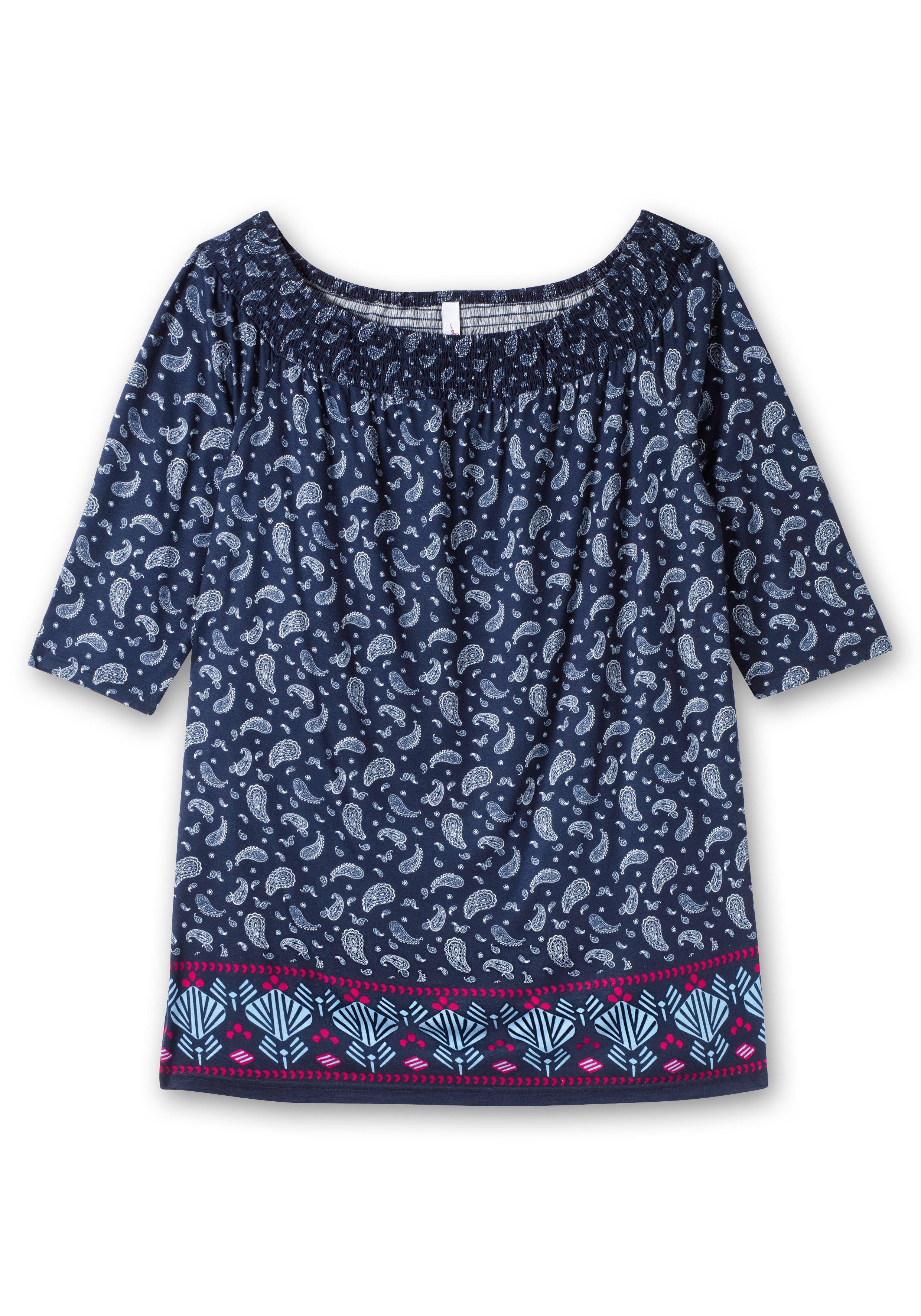 Carmenshirt mit Paisleymuster und 3/4-Arm