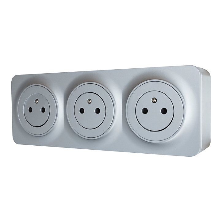 Triple prise avec terre prêt câblée Jacobsen Espen aluminium composable