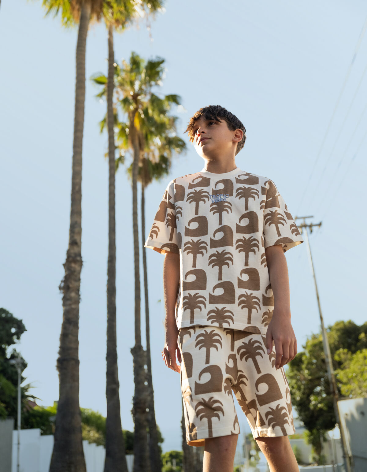 Palm Print Short Gebroken Wit