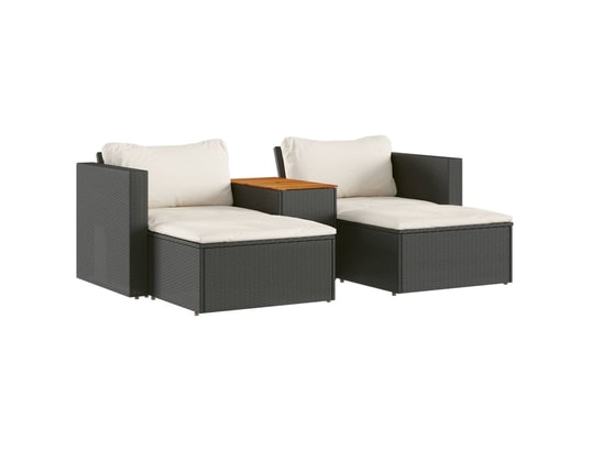 VIDAXL - Canapé Salon de jardin 5 pcs avec coussins noir résine tressée acac...