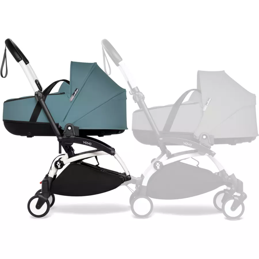 BABYZEN Kinderwagen YOYO 0+ connect White mit Liegewanne Aqua