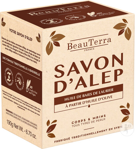 Beauterra Savon D'Alep 20% Huile De Baies De Laurier Corps Et Mains 190g