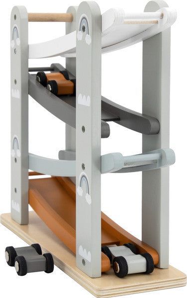 Tryco - Slider Autobaan - Hout - Wit/Antraciet/Roest - Inclusief 3 Autootjes