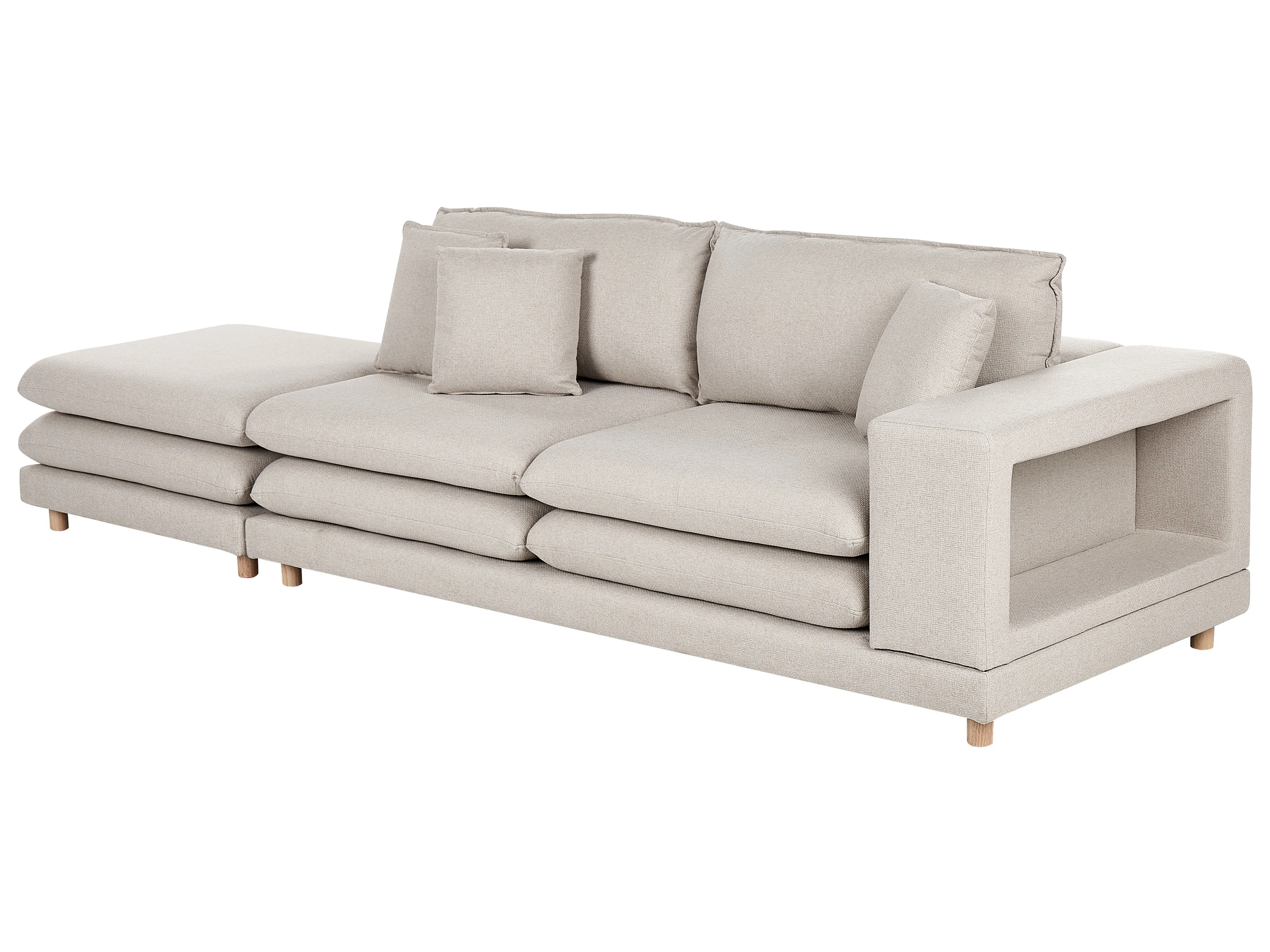Bank 2-zits HEDEN Stof Beige met ottomaan