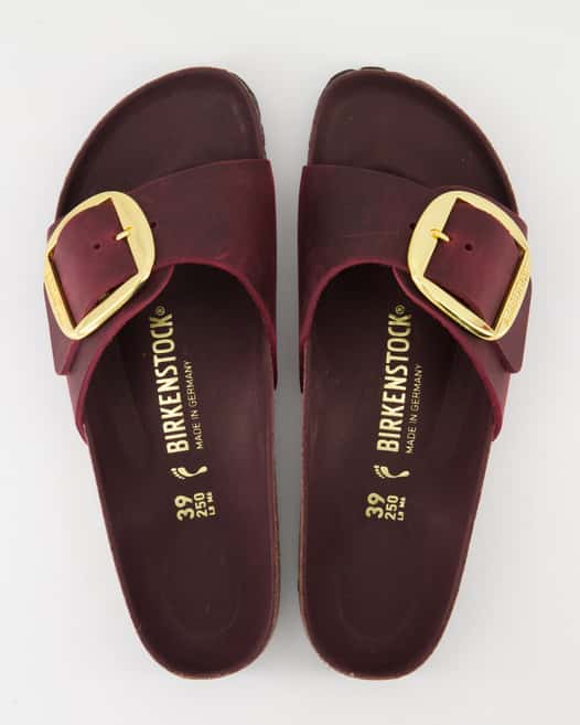 Birkenstock Madrid Big Buckle Pantoletten in Bordeaux