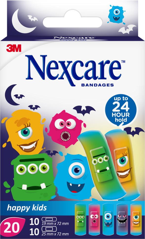 NEXCARE Kinderpflaster<br>20 Stück, Happy Kids Monsters