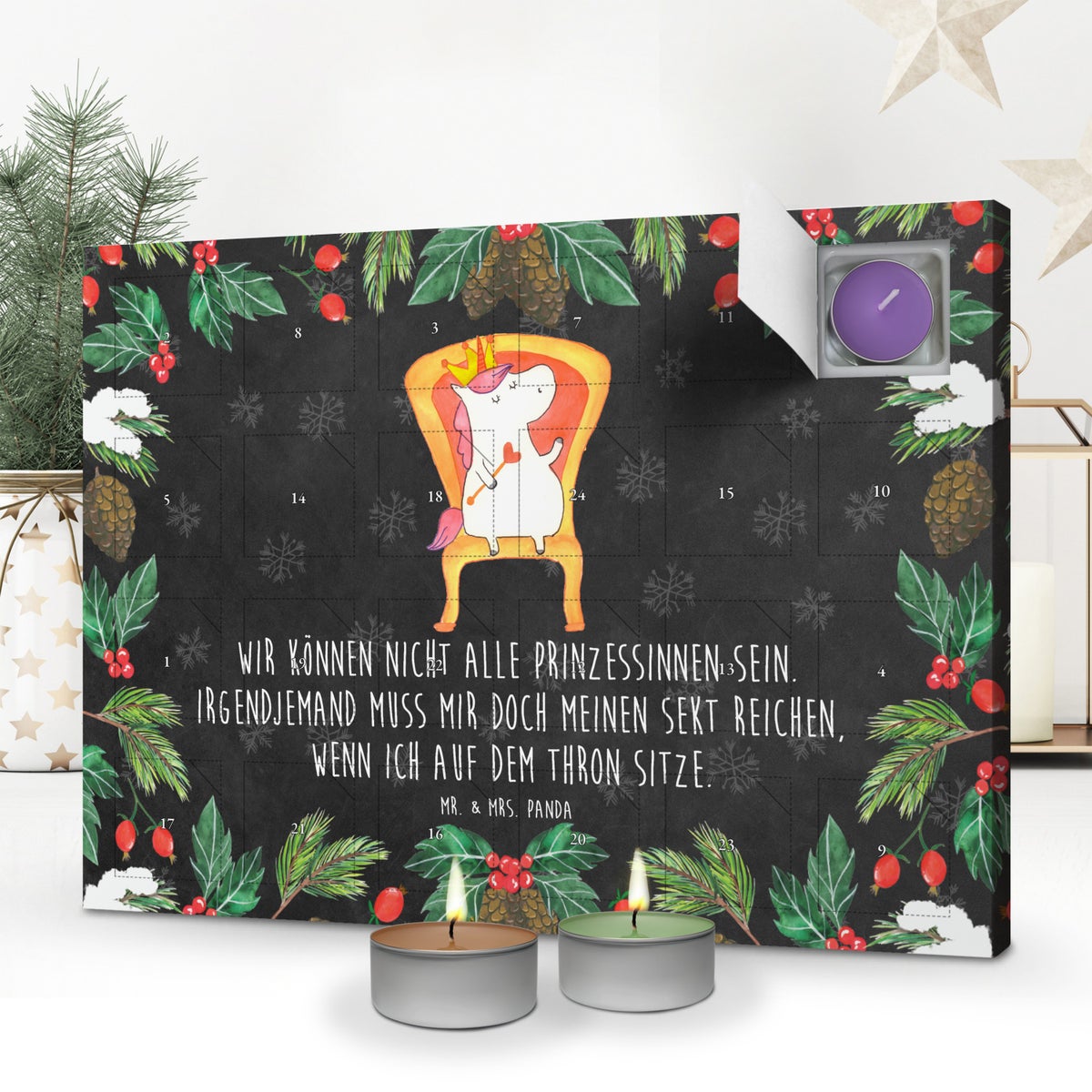 Mr. & Mrs. Panda Geurkaars Adventskalender Eenhoorn Prinses - Zwart