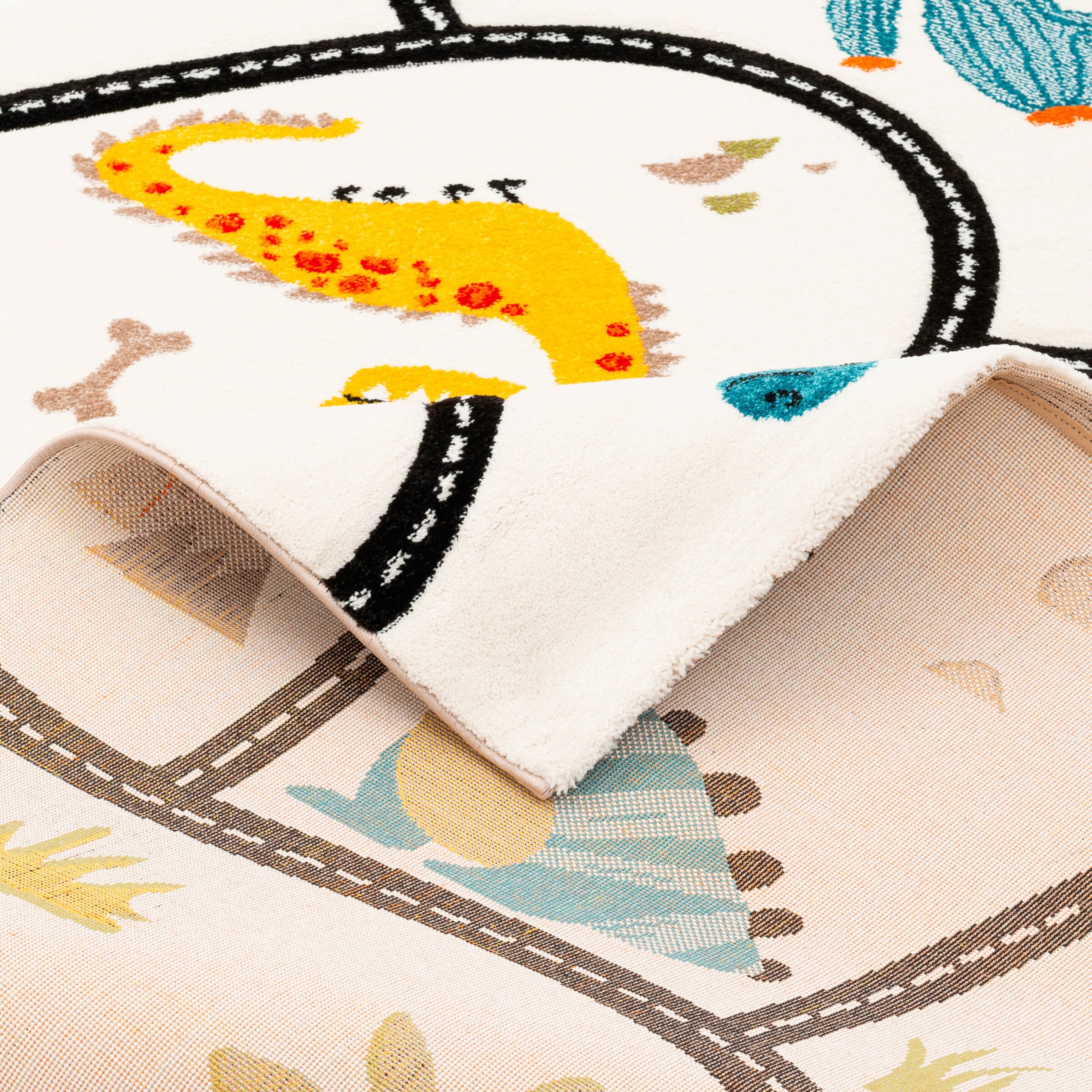 Pergamon Kinder Teppich Maui Kids Dino Straßenteppich Bunt