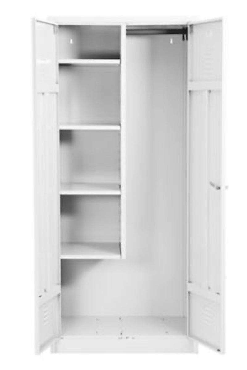 PROREGAL Dolphin metalen locker, HxBxD 180 x 80 x 50 cm, cilinderslot, wit