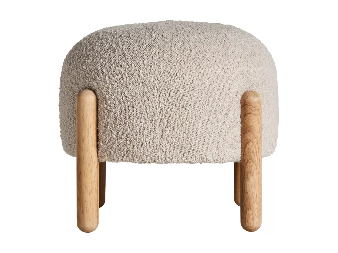Repose- pied en coton bouclé brun clair 41x41x38 cm