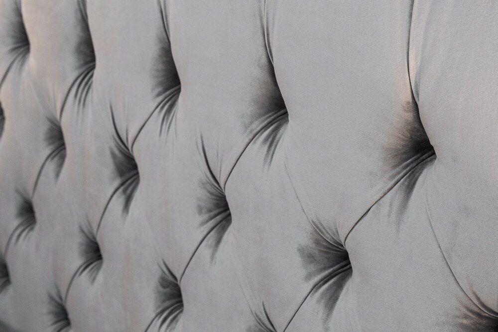 riess-ambiente Doppelbett PARIS - 180x200cm grau Samt Chesterfield