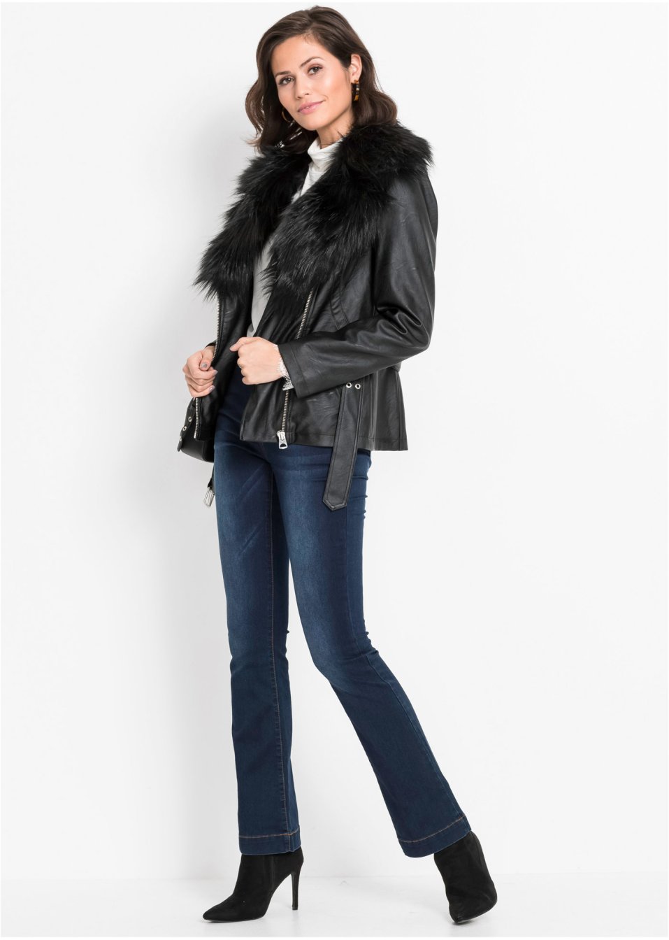 Veste avec col en synthétique