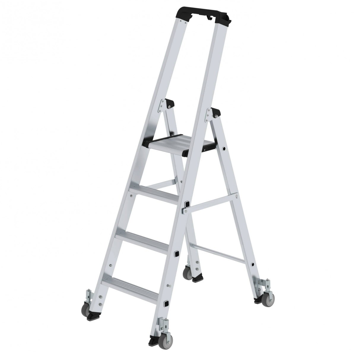 MUNK trapladder, eenzijdig toegankelijk, met wielen, 4 treden