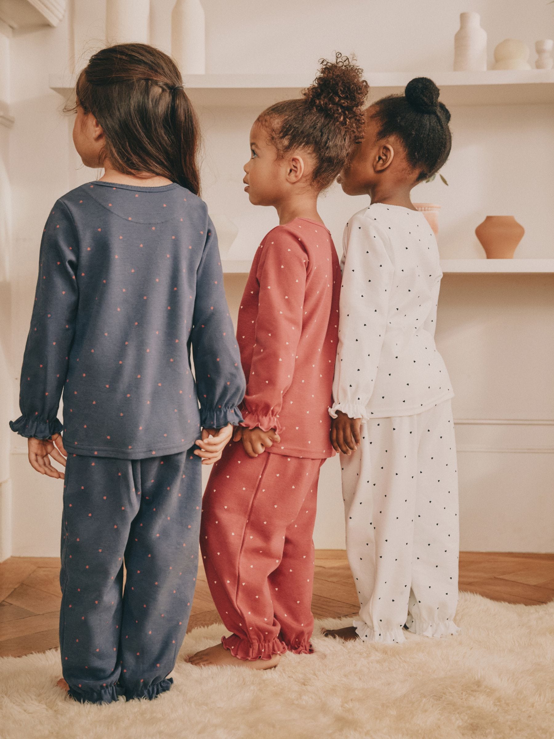 Red / Navy Heart Print - Joggingbroek pyjama's 3 stuks (9mnd-12jr)