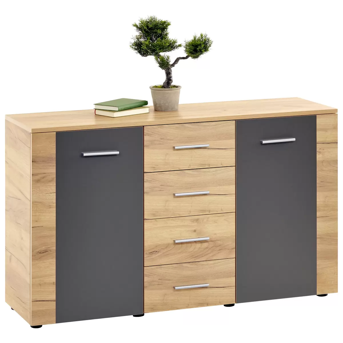 Kommode Uno UNK02 grau,Eiche