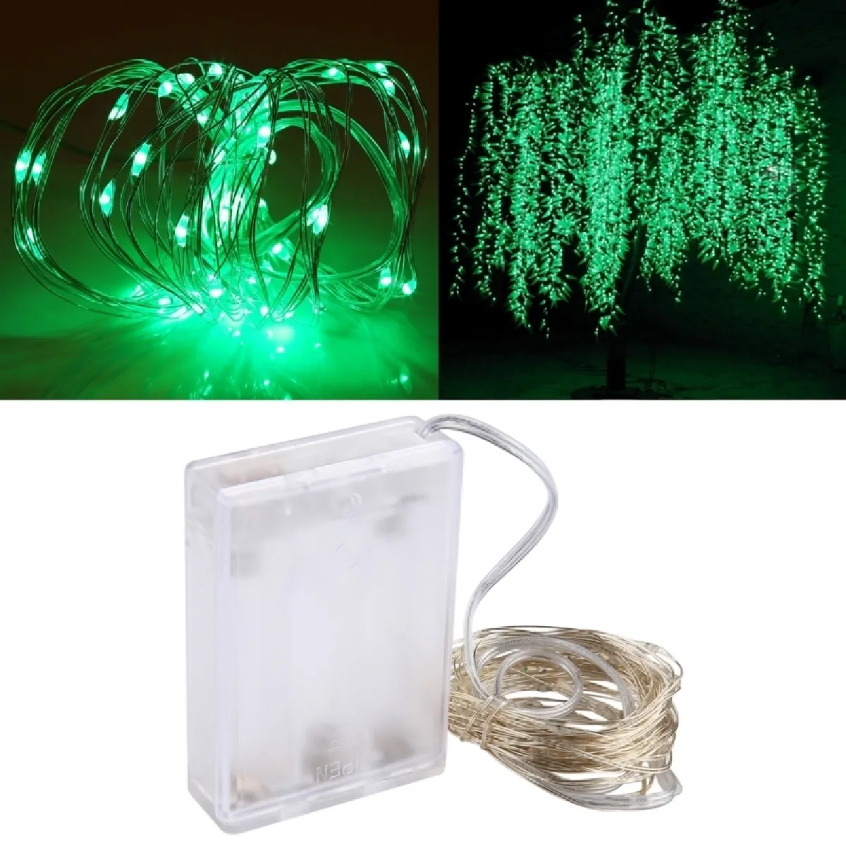 Wewoo Guirlande LED Argent 5m Verte Étanche