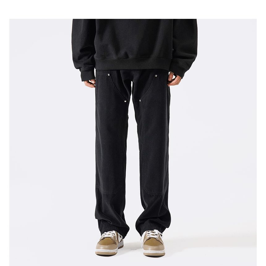 emeisa - Effen broek met rechte pijpen en middelhoge taille