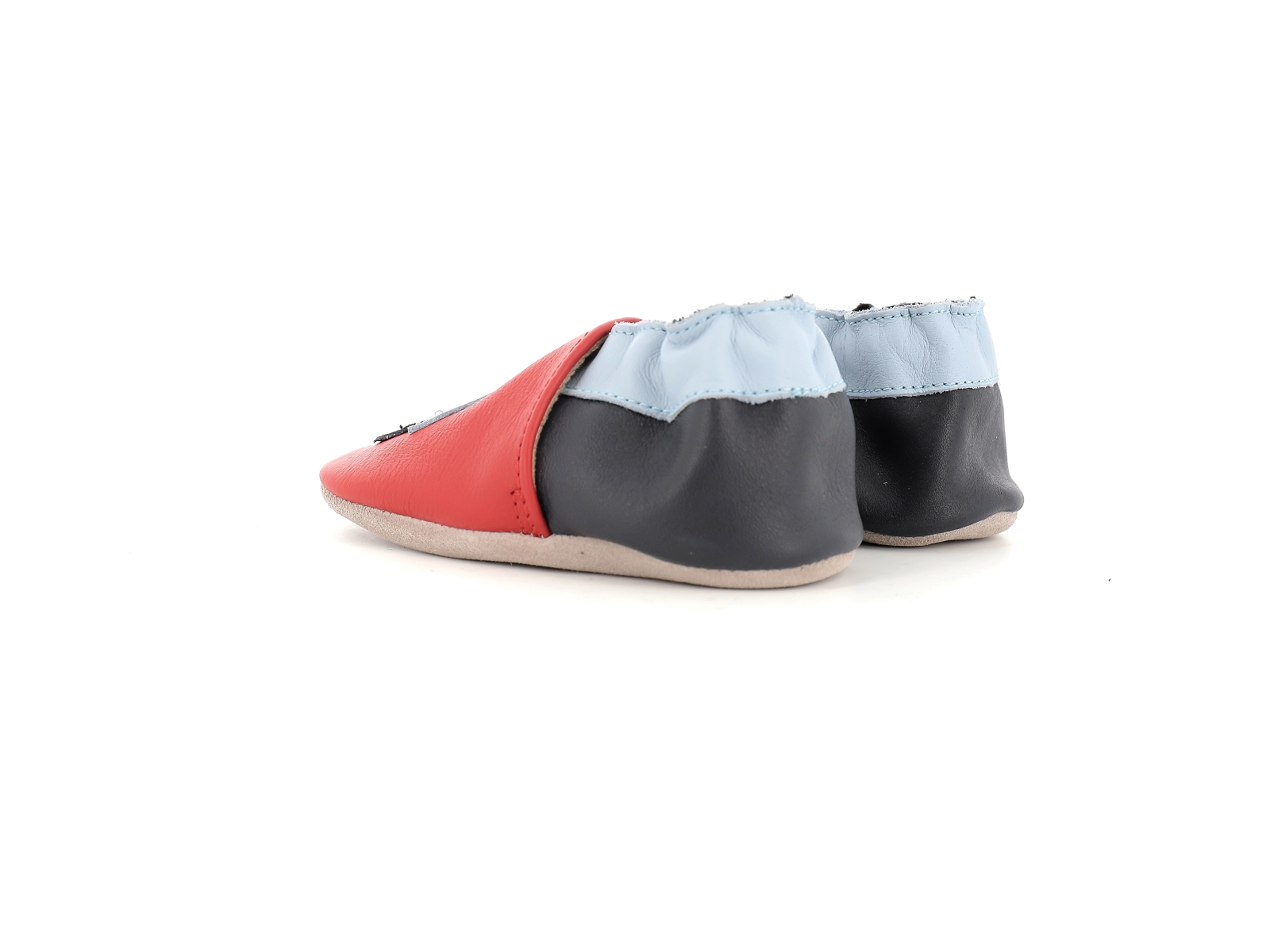 Robeez-FRENCH BOAT Cuir Bleu-Rouge