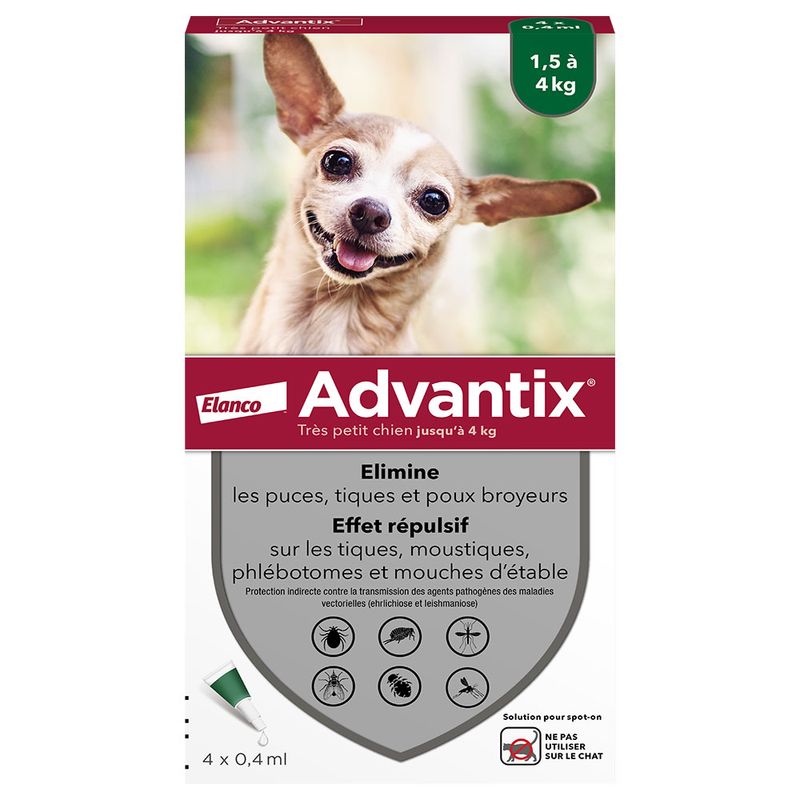 Advantix très petit chien jusqu'à 4 kg