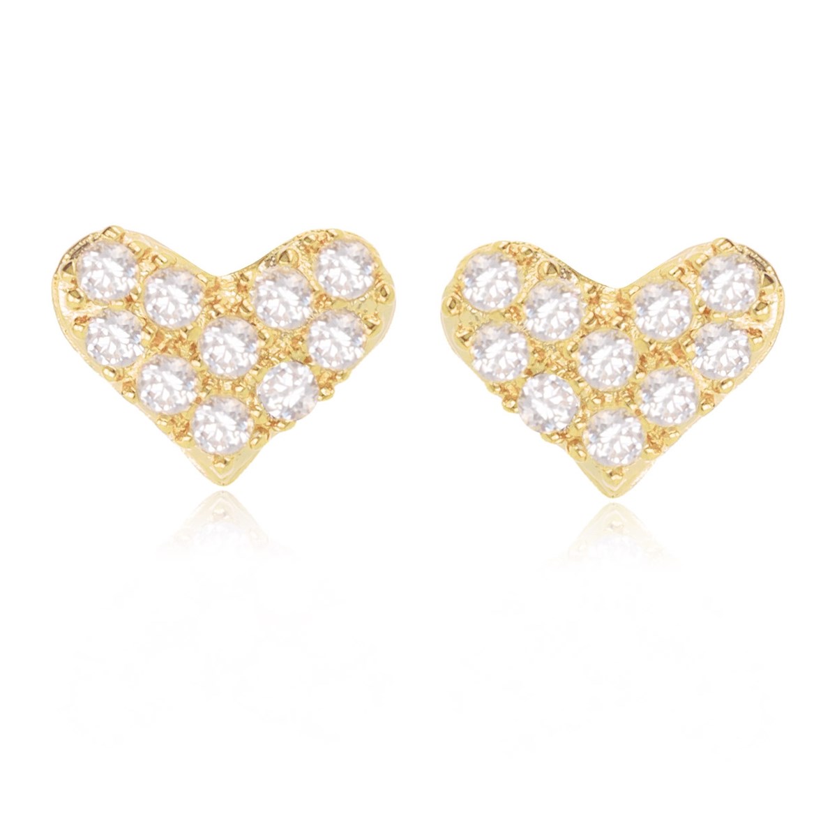 Boucles d'oreille plaqué or coeur avec cubic zirconia
