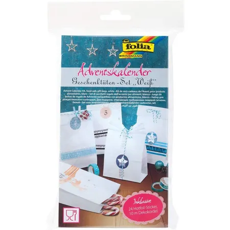 Folia Adventskalender-Set Papiertüten weiß
