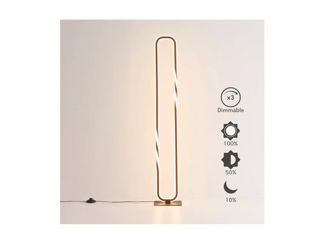 Lampadaire design rectangle noir LED dimmable - Powell