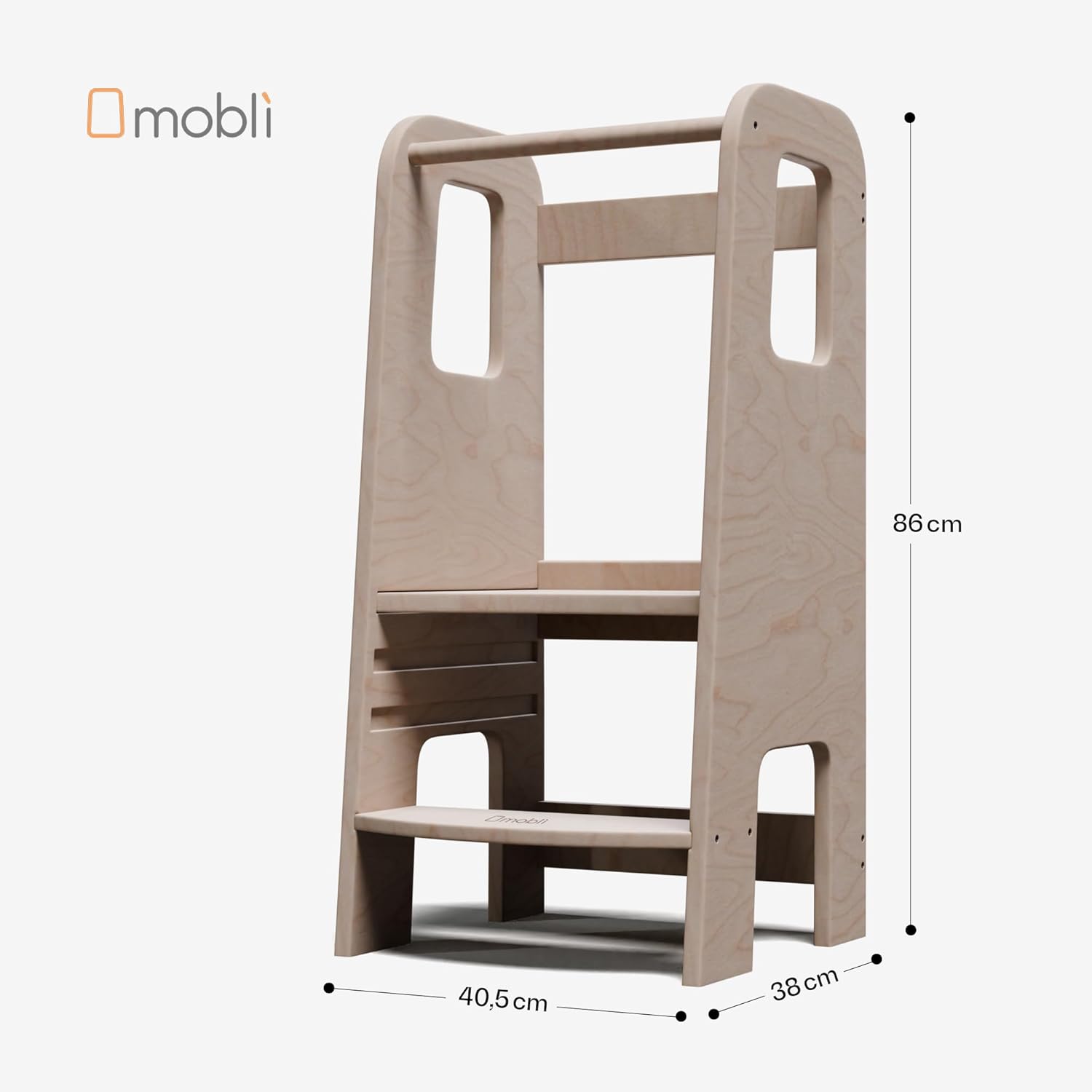 Montessori 2-in-1 Lernturm & Tritthocker - Stabiler Learning Tower für Kinder ab 1 Jahr, Fördert Selbstständigkeit, Sichere Kindertritt Möbel für Baby- & Kleinkinderzimmer