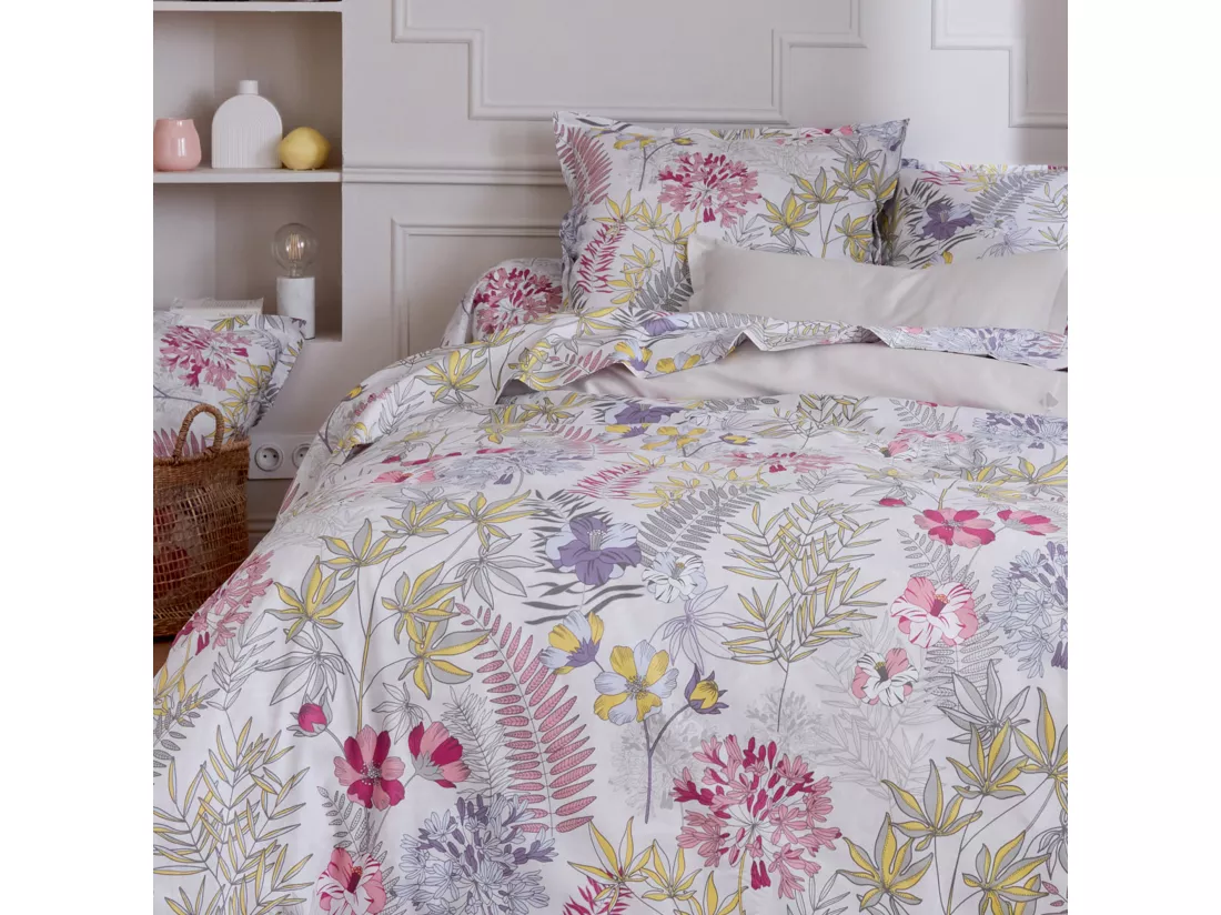 Drap plat 240x310 cm satin de coton ANAÏS multicolore