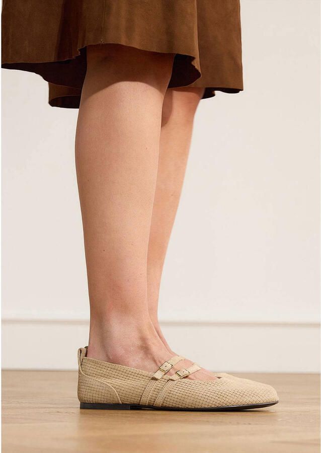No Stress Dames Beige suède ballerina's