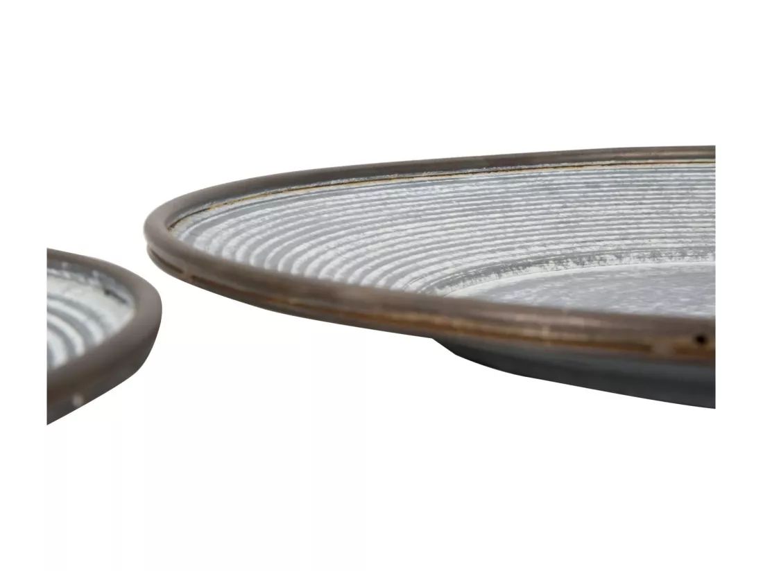 Lot de 3 plateaux métalliques multicolores Ø 50,5x4,5-39,2x4,5-35x4 cm