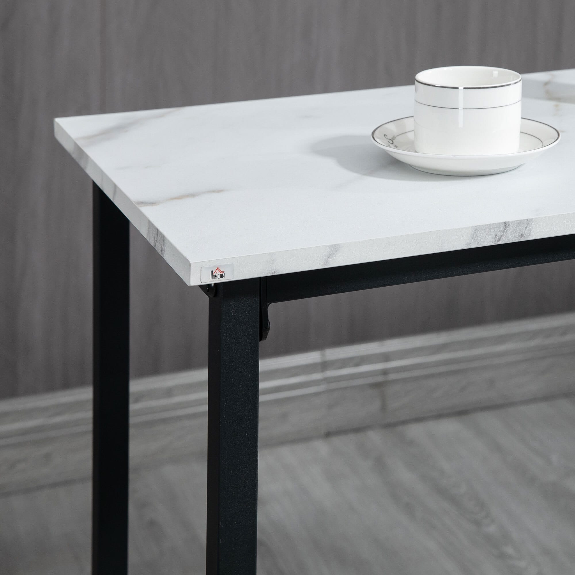 HOMCOM Bartisch Set mit Stahlrahmen schwarz, weiß 100L x 40B x 90H cm