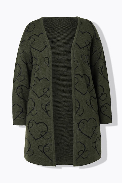 Strickjacke, Classic Fit, Herzmuster