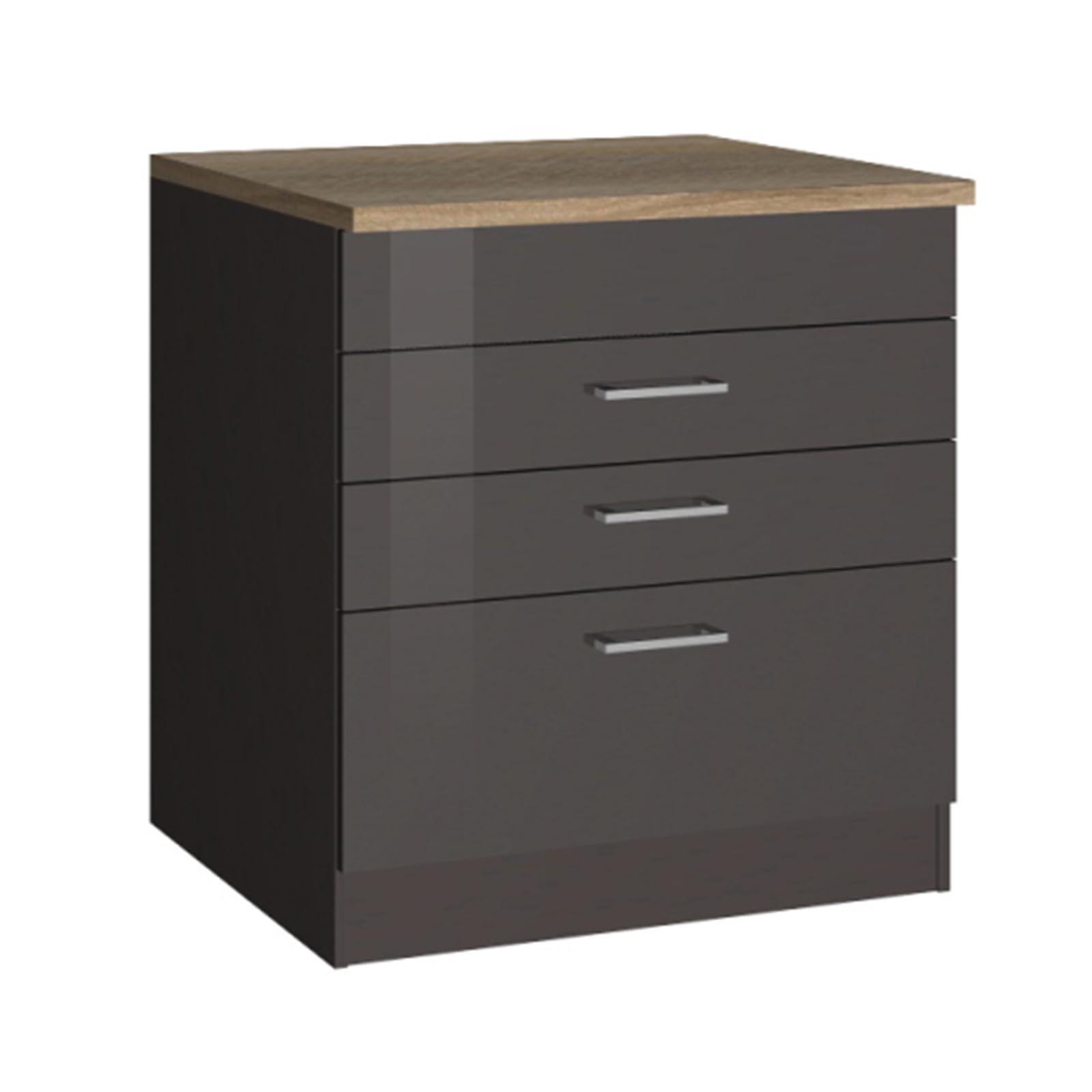 Kochfeldumbau ROM - grau Hochglanz - 80 cm
