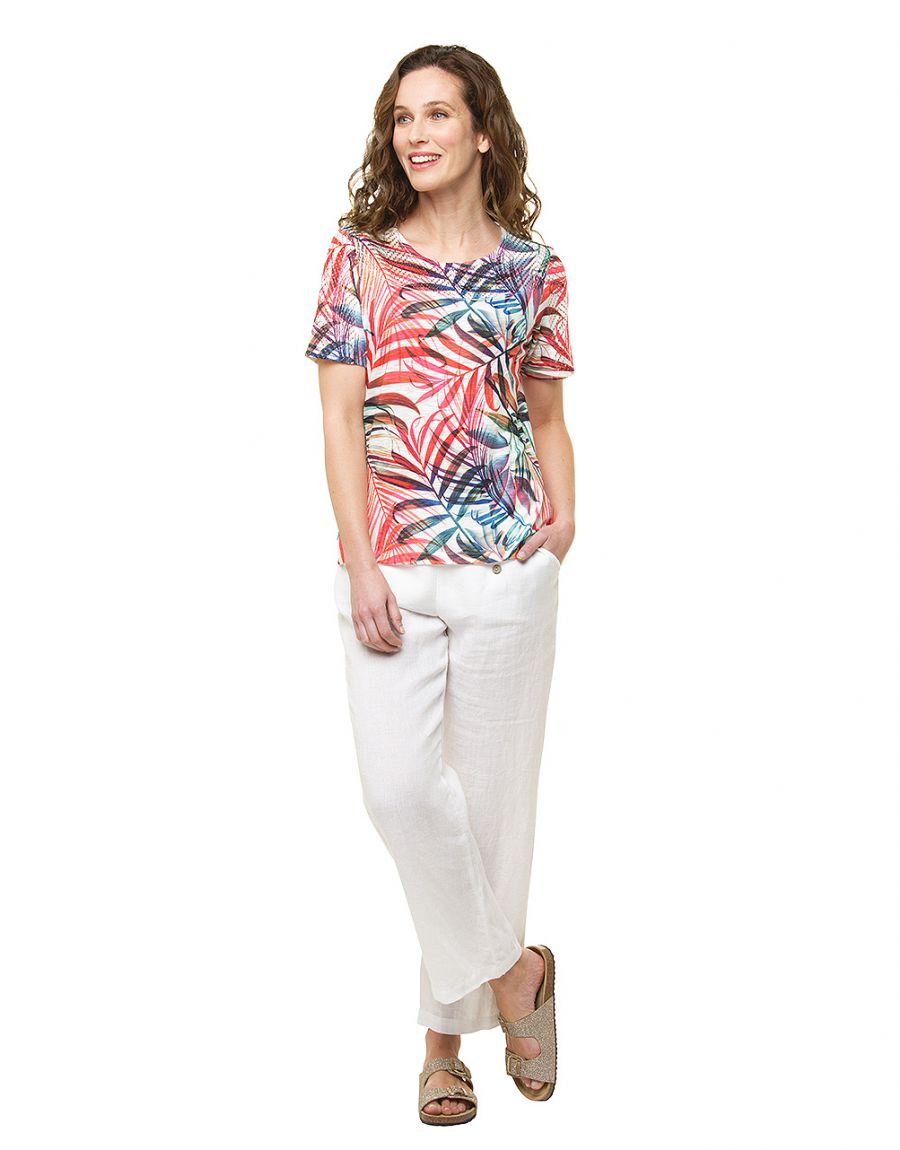 T-shirt blanc palmiers