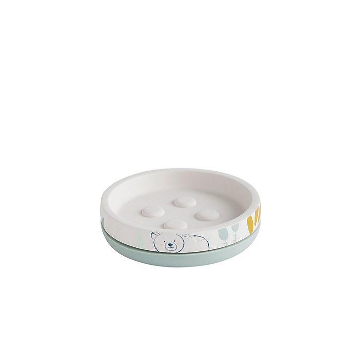 Porte savon rond en polyrésine imprimé ours