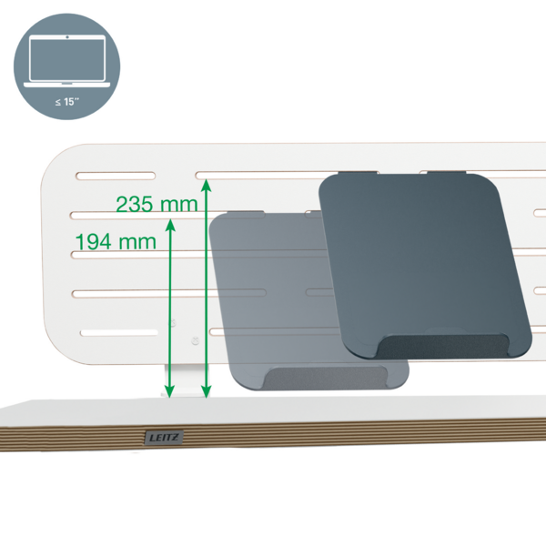 Bureau Ophangbord met laptophouder 80x25 cm wit
