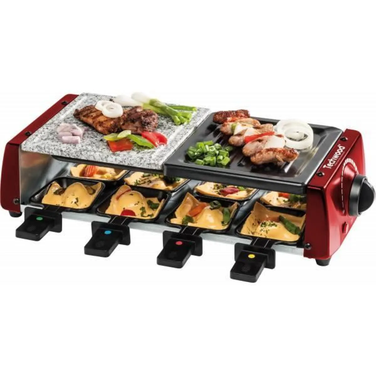 TECHWOOD Appareil Raclette 8 personnes - Noir/Argent