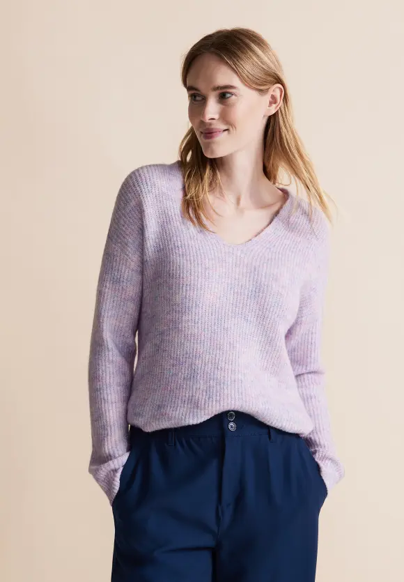 Pullover mit V-Ausschnitt - bright cozy pink