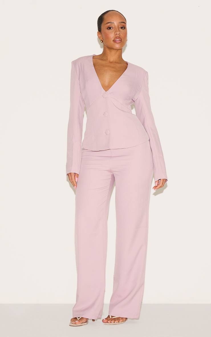 Blush Rose Blazer Ajusté Taille Cintrée Décolleté Plongeant Shape