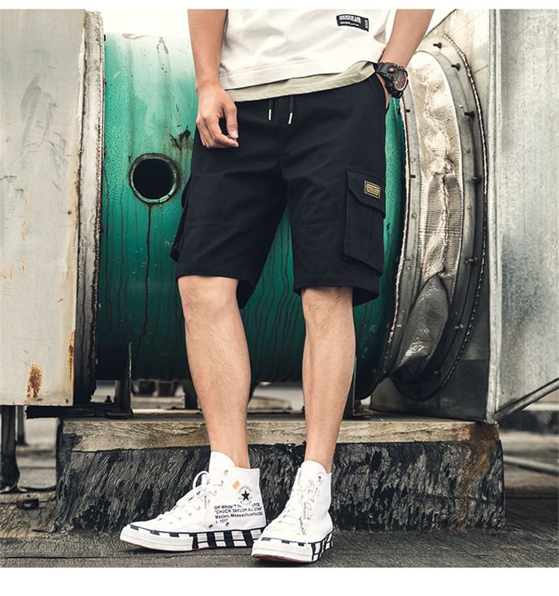 Priam - Cargoshorts met effen applicatie en gemiddelde taille