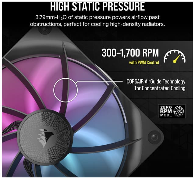 Corsair iCUE LINK RX140 RGB 140mm PWM-udvidelsesblæser (sort)