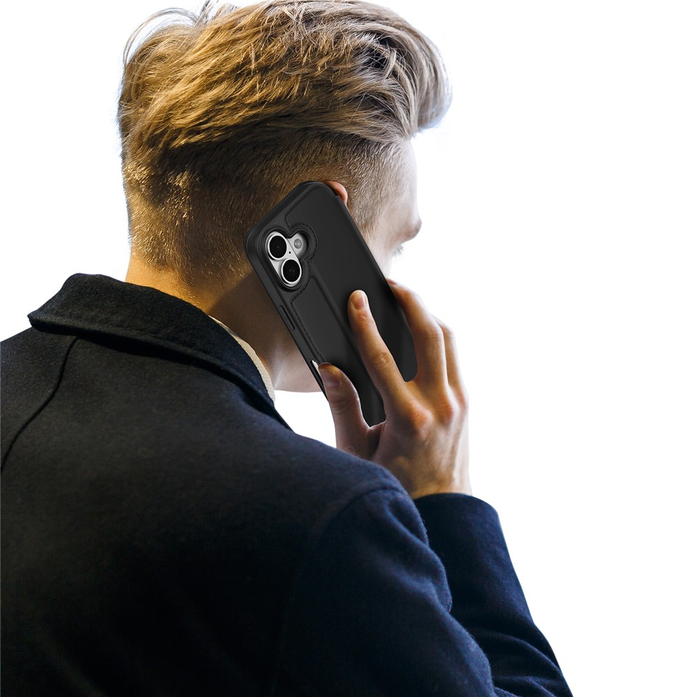iPhone 17 Flip Wallet Cover Leder Tasche - Schwarz
