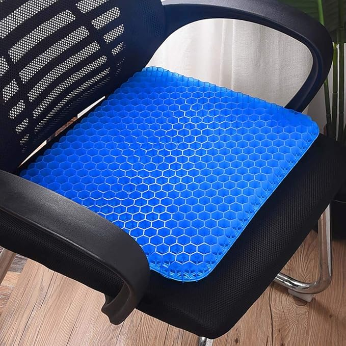 (39x34cm) Gel Waben Sitzkissen Atmungsaktives Kissen Sitzauflage für Auto / Büro / Esszimmer - Schwarz