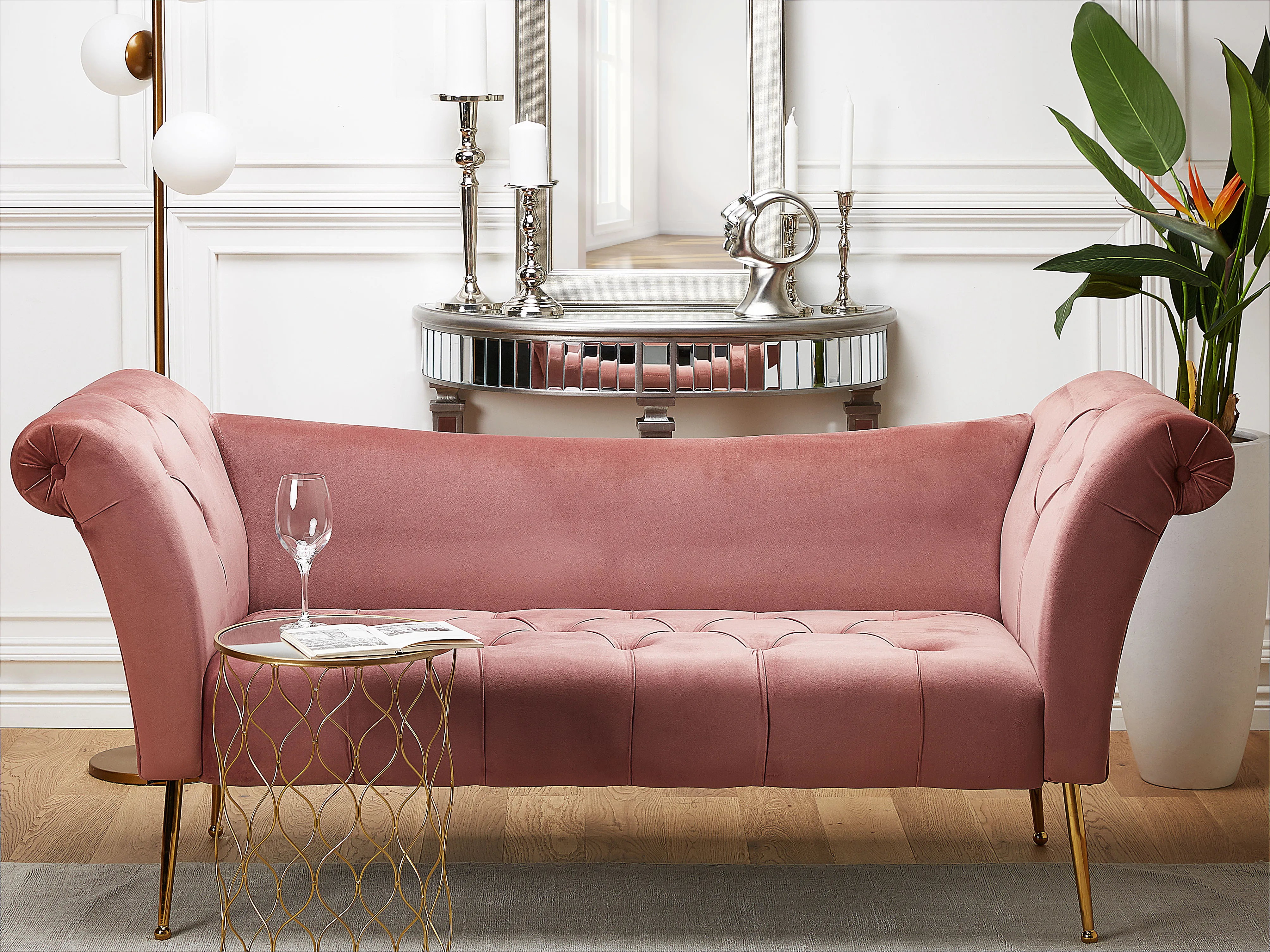Chaise longue NANTILLY Fluweel Roze